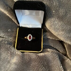 Gold and Red Gemstone Ring